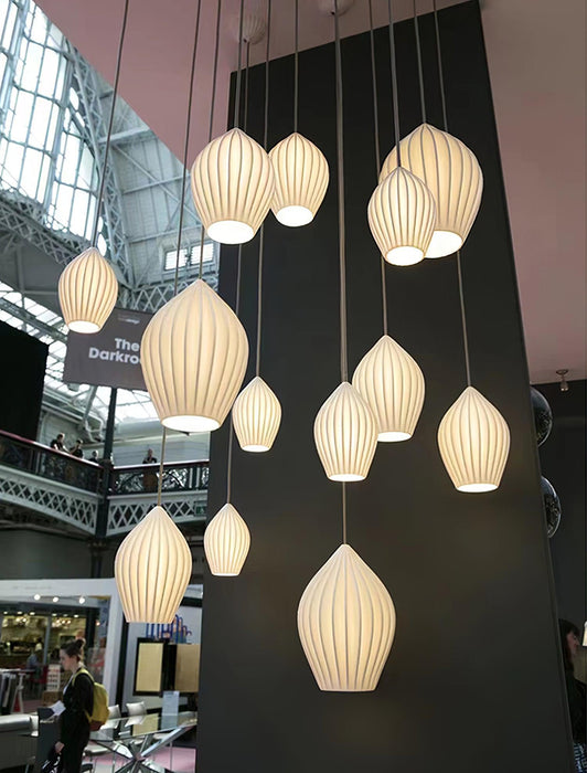 Ceramic Ribbed Pendant Light-DWHOME