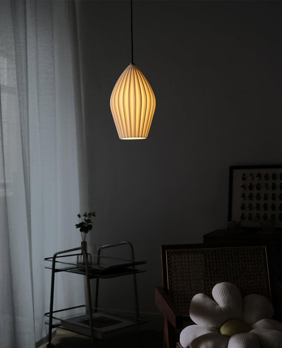 Ceramic Ribbed Pendant light.