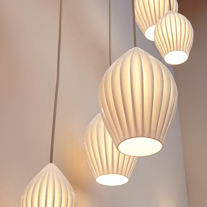 Ceramic Ribbed Pendant Light-DWHOME