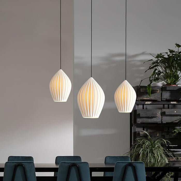 Ceramic Ribbed Pendant light.