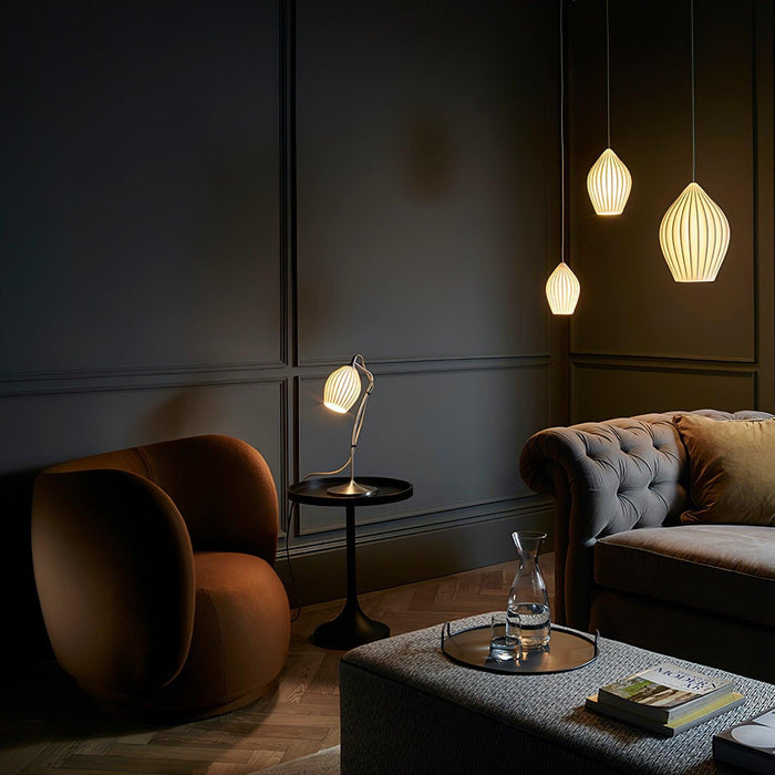 Ceramic Ribbed Pendant Light-DWHOME