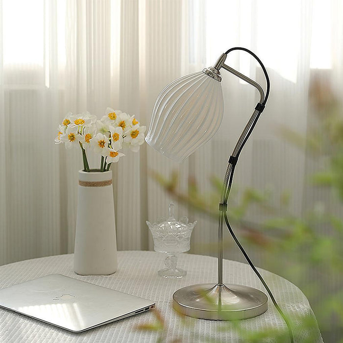 Ceramic Ribbed Table Lamp-DWHOME