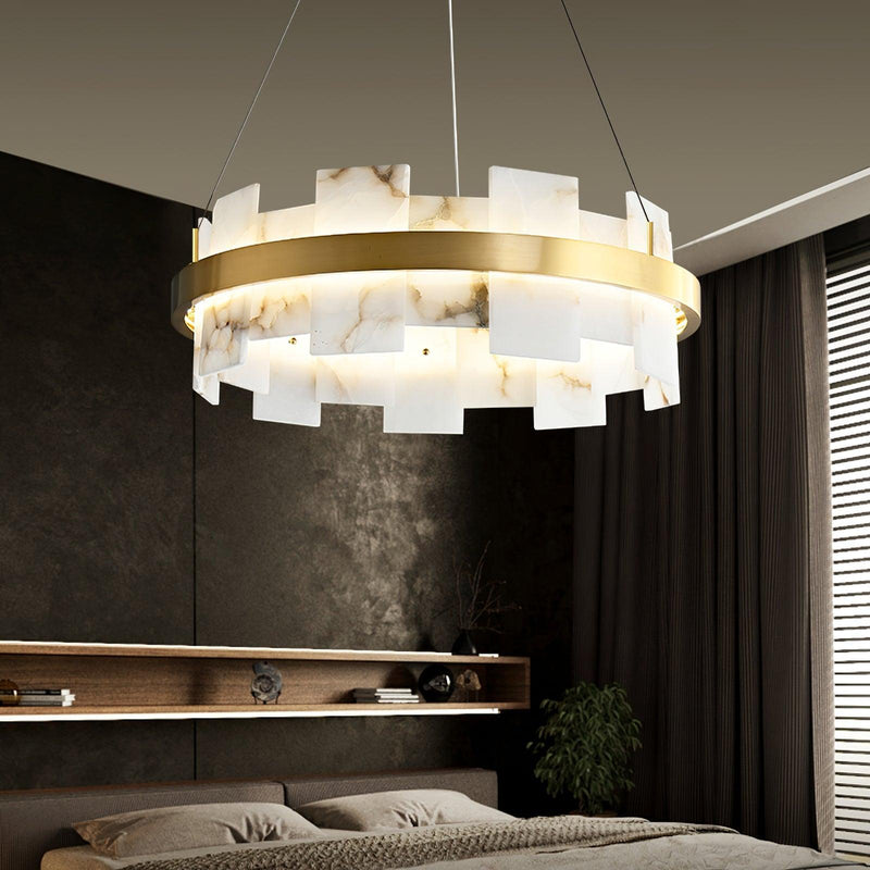 Alabaster Halo Chandelier-DWHOME