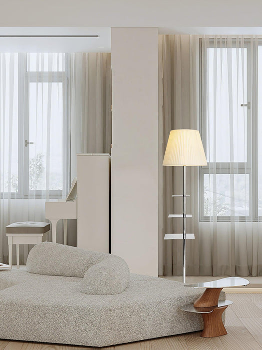 Chrome Prism Side Table Floor Lamp-DWHOME