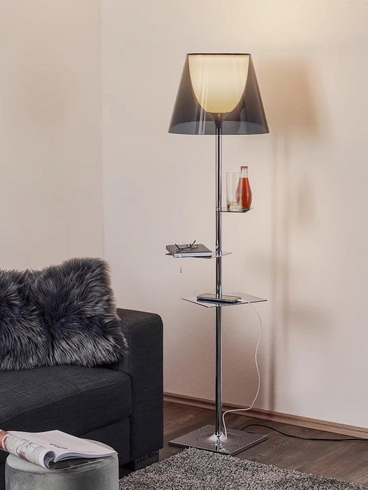 Chrome Prism Side Table Floor Lamp-DWHOME