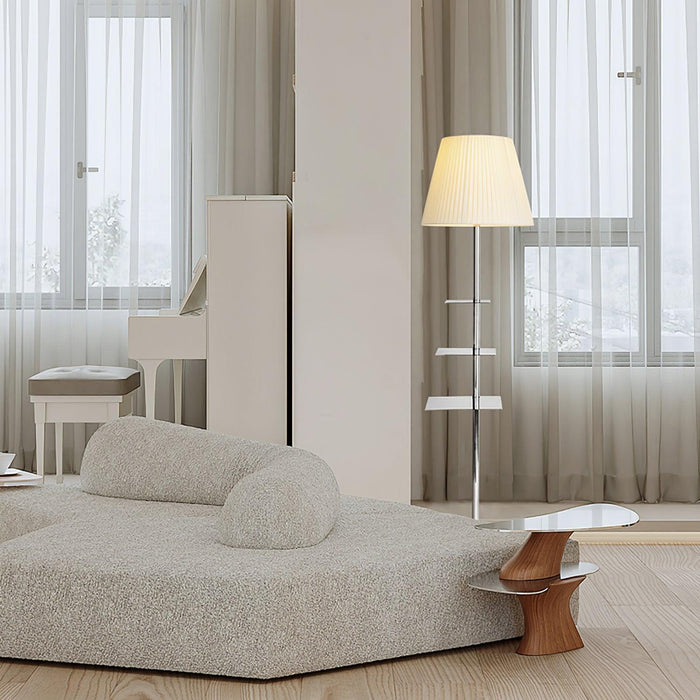 Chrome Prism Side Table Floor Lamp-DWHOME
