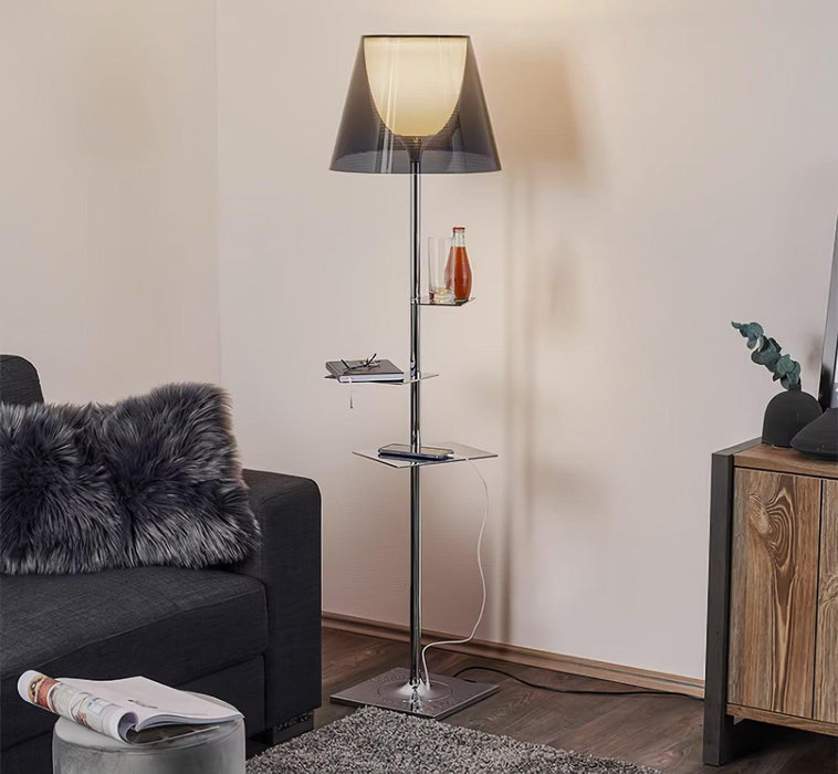 Chrome Prism Side Table Floor Lamp-DWHOME