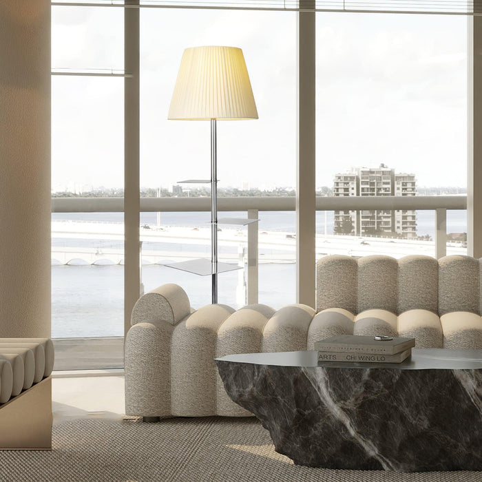 Chrome Prism Side Table Floor Lamp-DWHOME