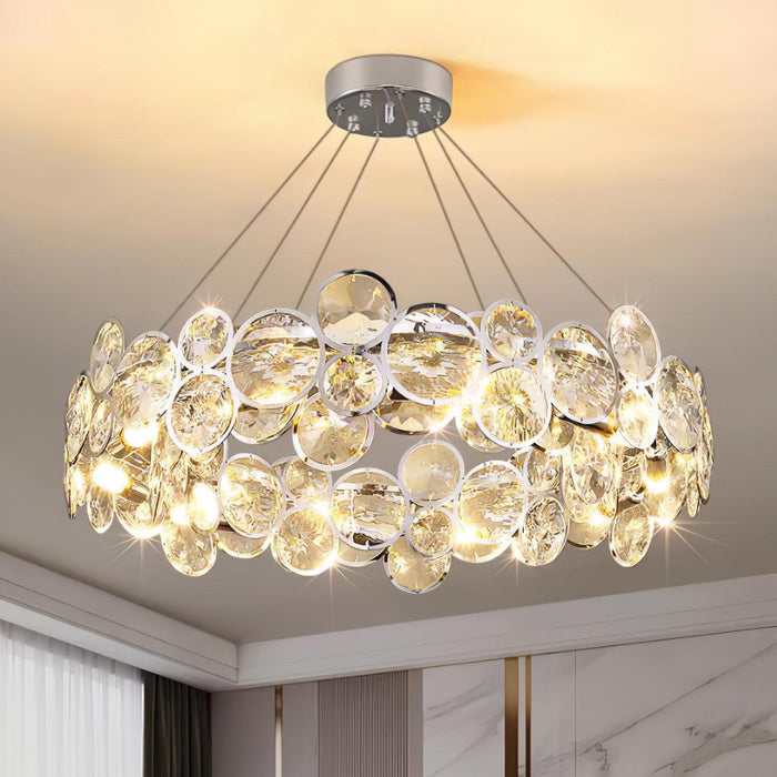 Chrome Round Crystal Chandelier.