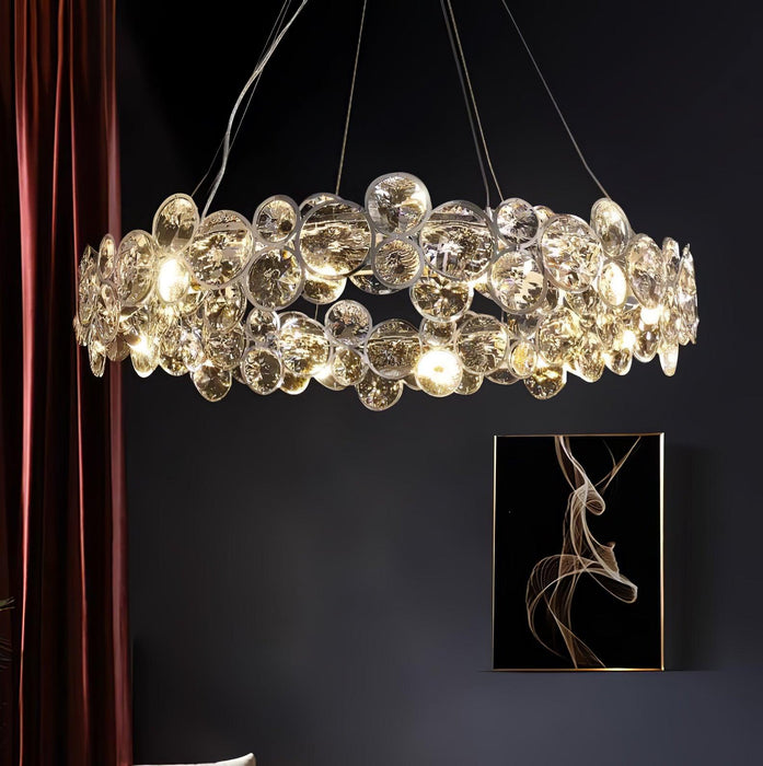 Chrome Round Crystal Chandelier.