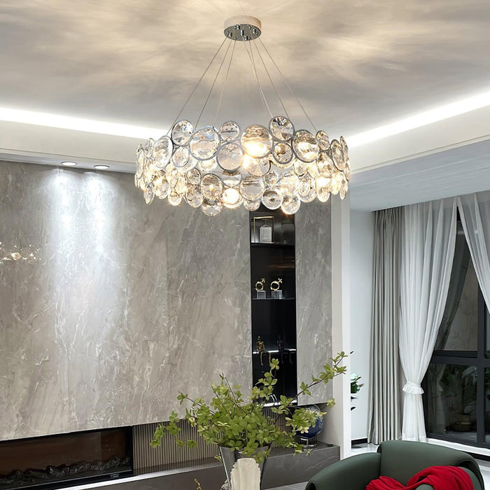 Chrome Round Crystal Chandelier.