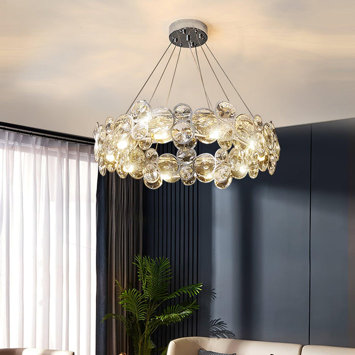 Chrome Round Crystal Chandelier.