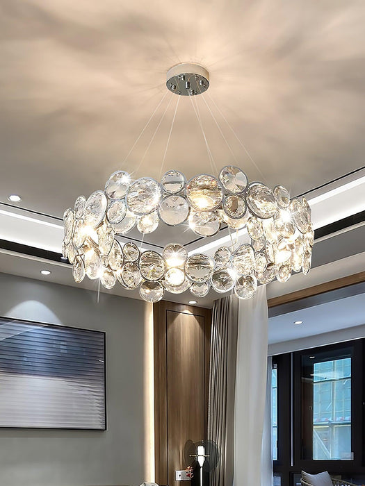 Chrome Round Crystal Chandelier.