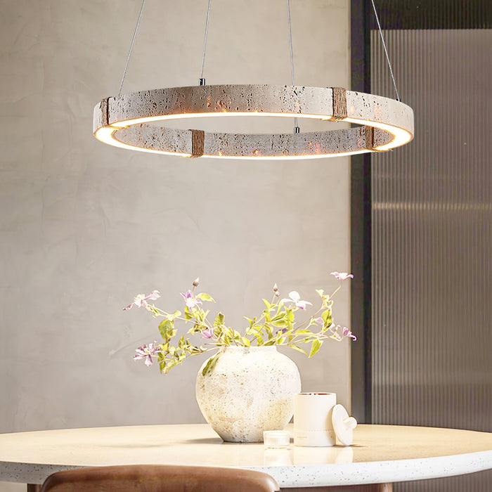Circle Travertine Pendant Lamp-DWHOME