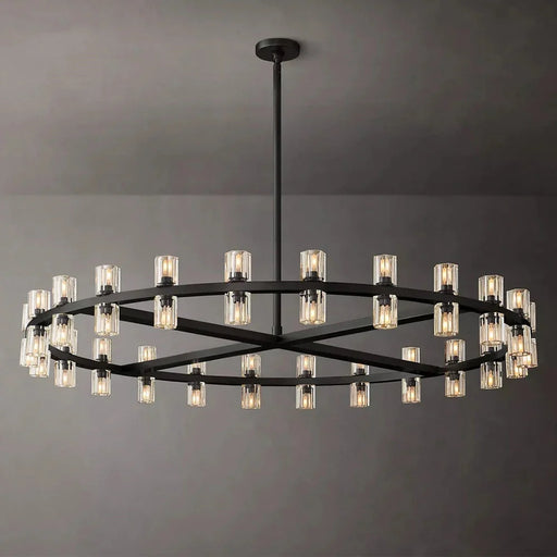 Circular Pendant Light with Crystal Glass Shades.