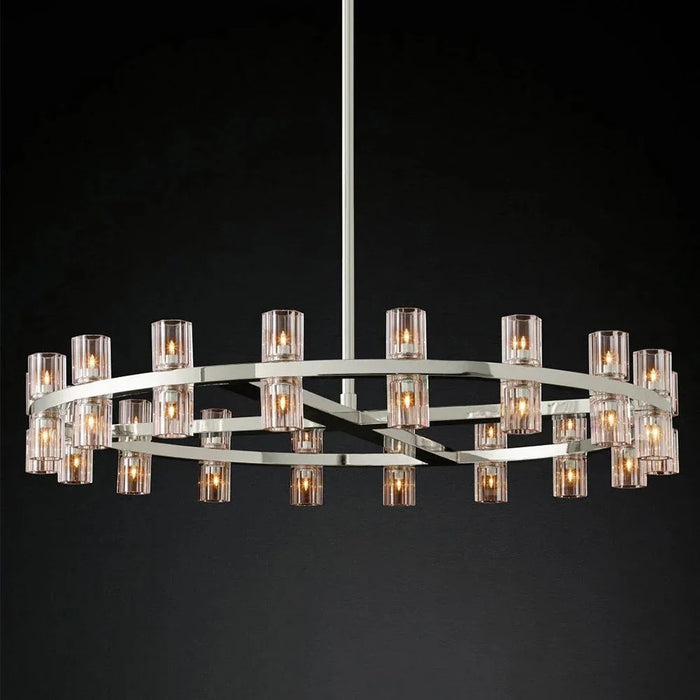 Circular Pendant Light with Crystal Glass Shades.