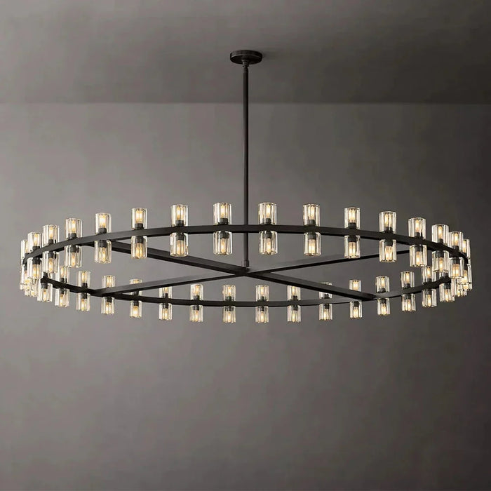 Circular Pendant Light with Crystal Glass Shades.