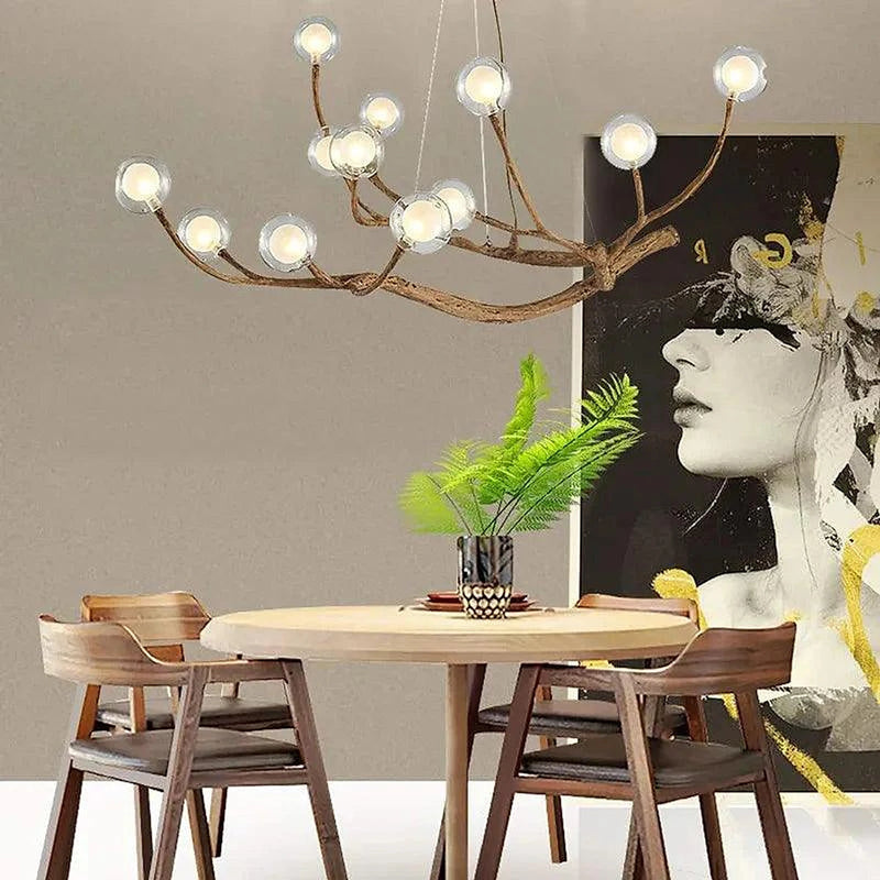 Madelyn Rustic Branch Chandelier Frosted/Clear Ball-DWHOME