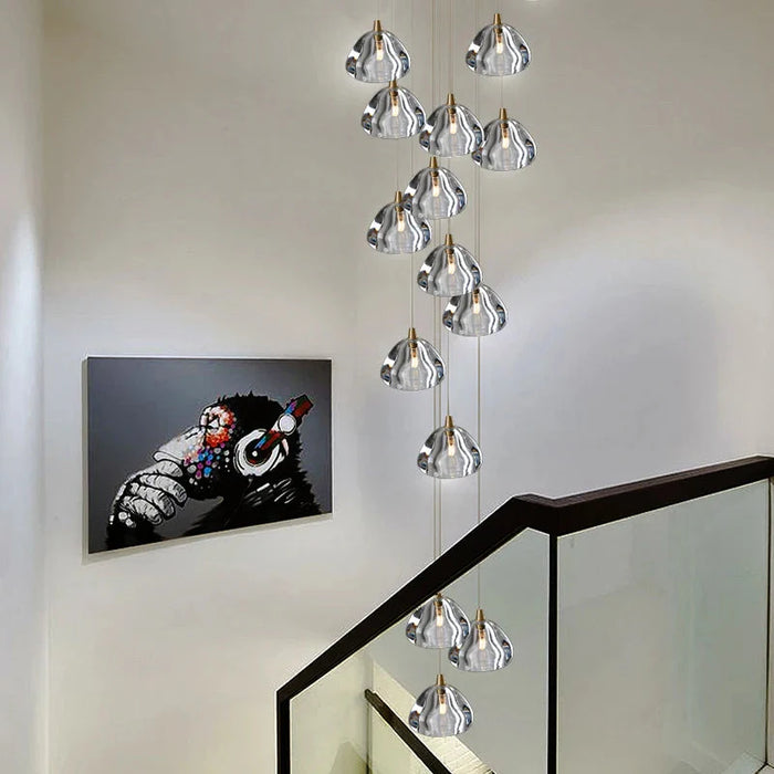 Clear Crystal Bubble Chandelier For High Ceiling Foyer.