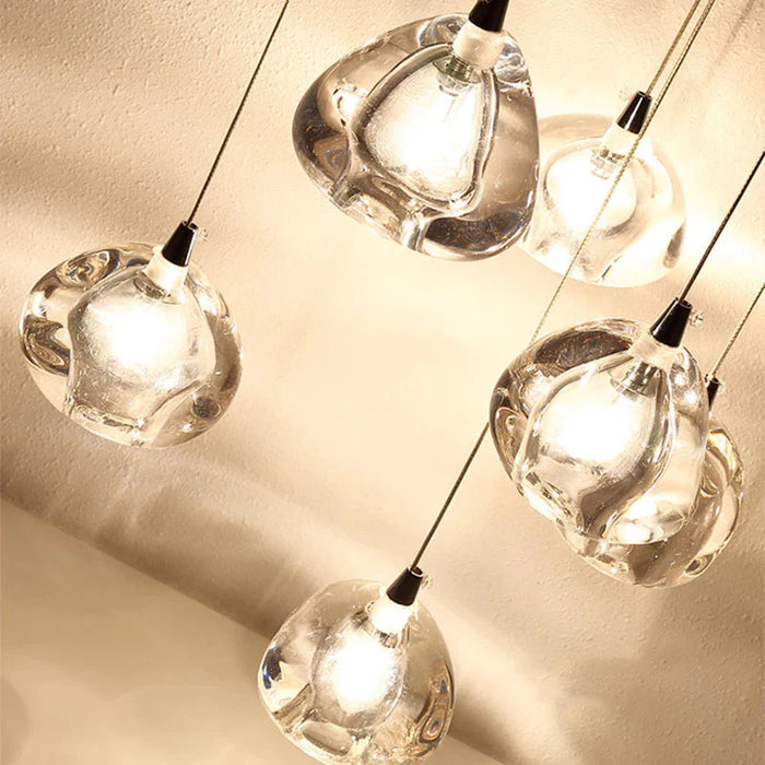 Clear Crystal Bubble Chandelier For High Ceiling Foyer.