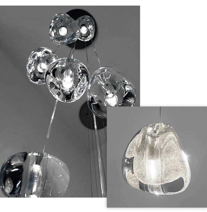 Clear Crystal Bubble Chandelier For High Ceiling Foyer.