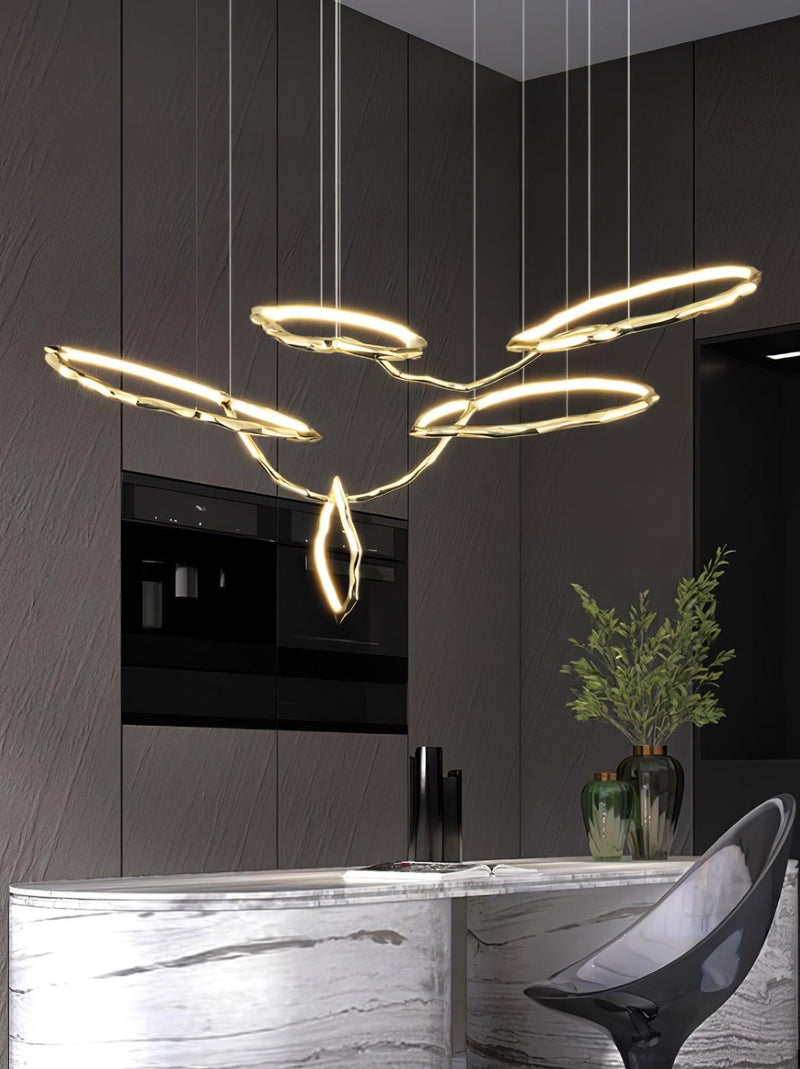 Cloud Rings Series Brass Chandelier-DWHOME