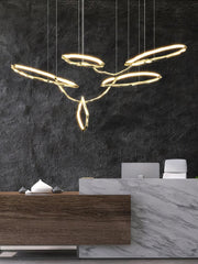 Cloud Rings Series Brass Chandelier-DWHOME