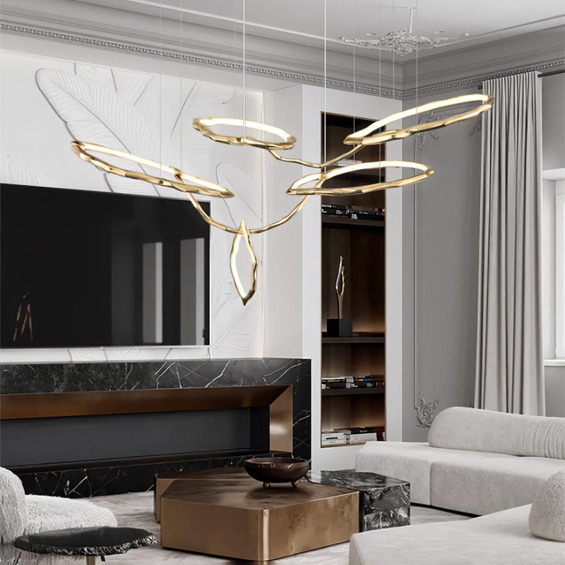 Cloud Rings Series Brass Chandelier-DWHOME