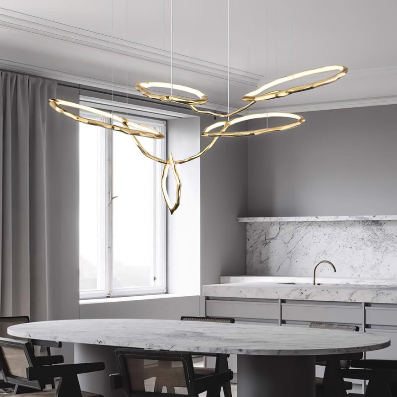 Cloud Rings Series Brass Chandelier-DWHOME