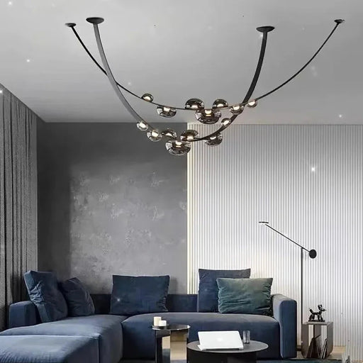 Cody Modern Black Leather Strap Chandelier.