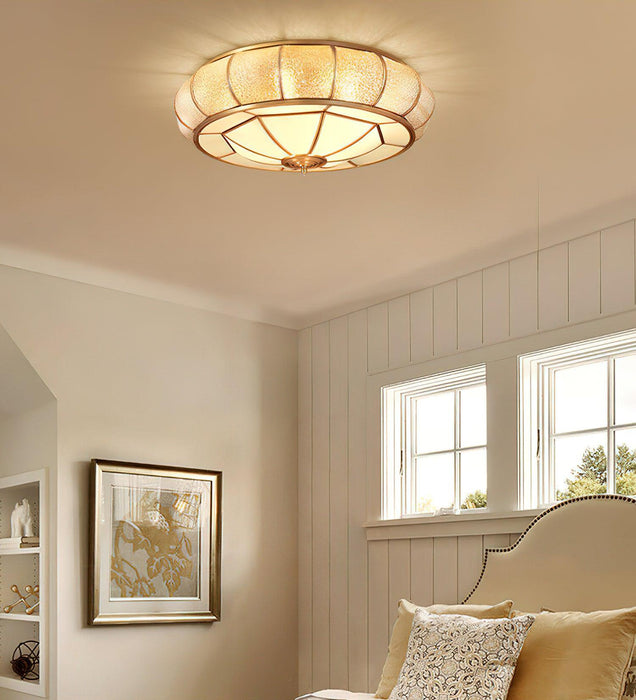 Colonial Glass Drum Ceiling Light.