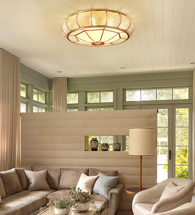 Colonial Glass Drum Ceiling Light-DWHOME