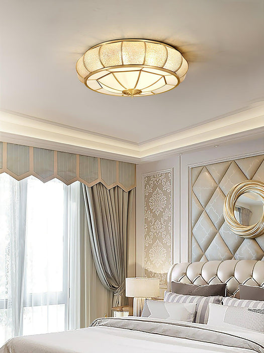 Colonial Glass Drum Ceiling Light-DWHOME