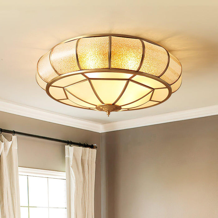 Colonial Glass Drum Ceiling Light.