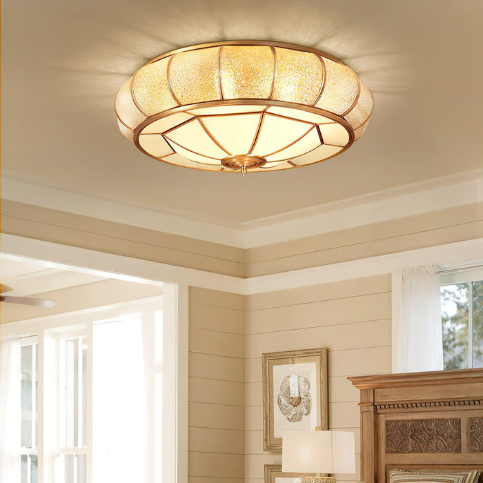 Colonial Glass Drum Ceiling Light.