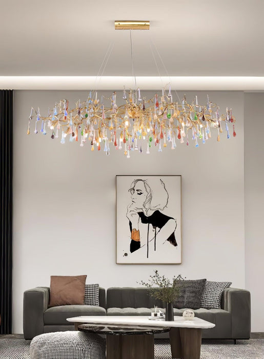 Colorful Raindrop Brass Branch Chandelier-DWHOME