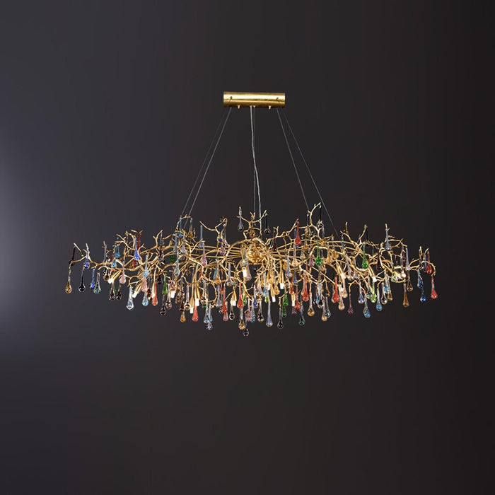 Colorful Raindrop Brass Branch Chandelier-DWHOME