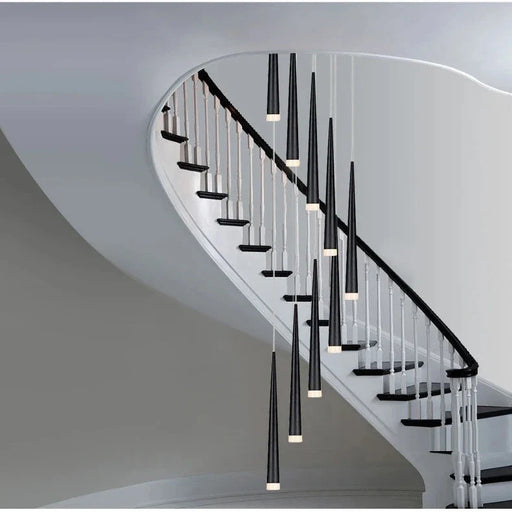 Contemporary Black LED Pendant Light for Stairwell.