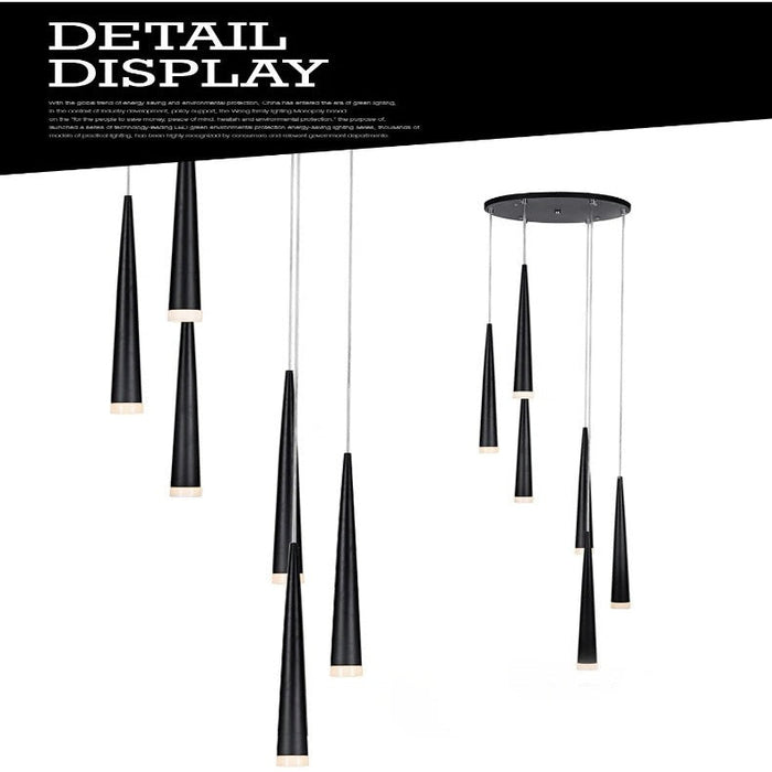 Contemporary Black LED Pendant Light for Stairwell.