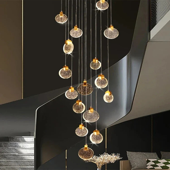 Contemporary LED Chandelier with Crystal Pendant.