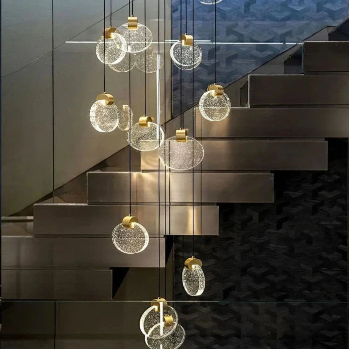 Contemporary LED Chandelier with Crystal Pendant.