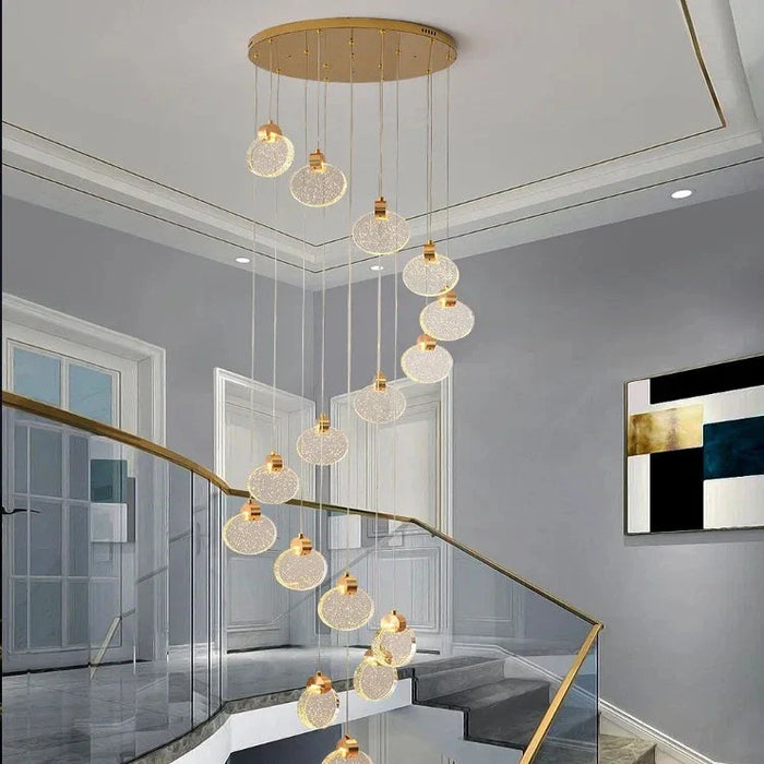 Contemporary LED Chandelier with Crystal Pendant.