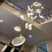 Contemporary LED Chandelier with Crystal Pendant.