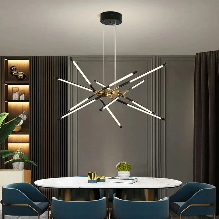 Contemporary LED Spoke Pendant Light Fixture.