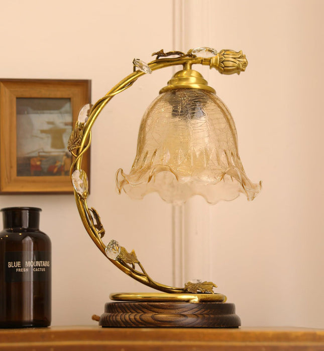Cracked Glass Brass Table Lamp-DWHOME