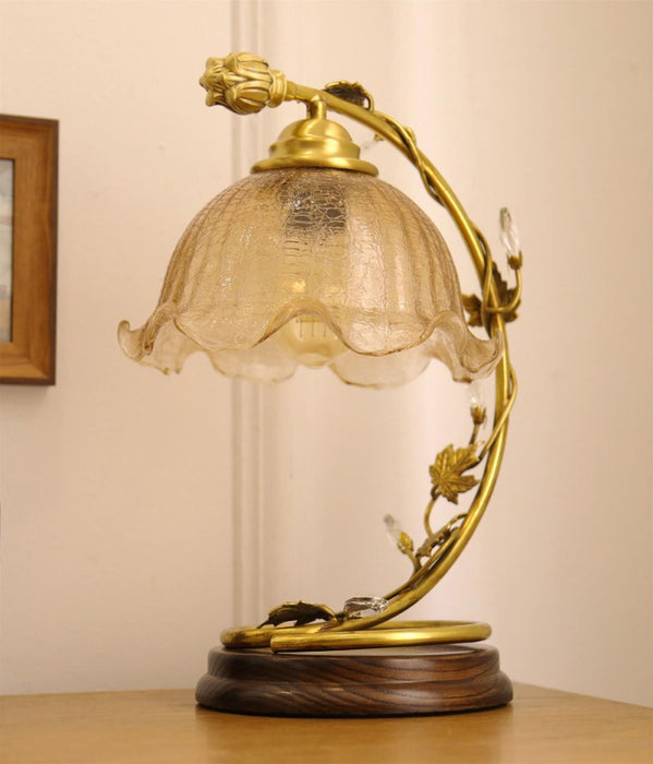 Cracked Glass Brass Table Lamp-DWHOME