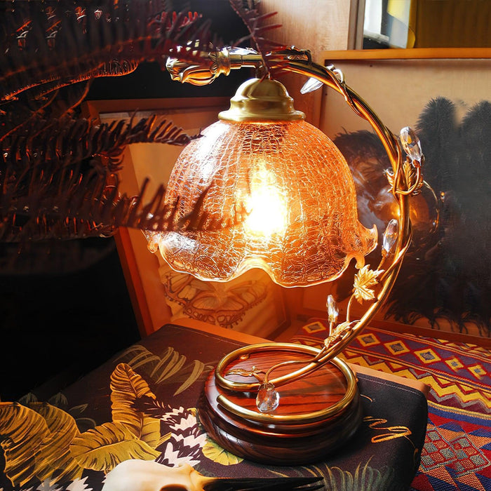 Cracked Glass Brass Table Lamp-DWHOME