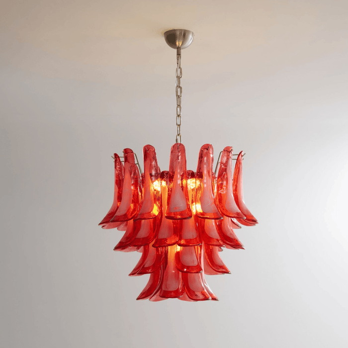 Crimson Glass Murano Petals Chandelier-DWHOME