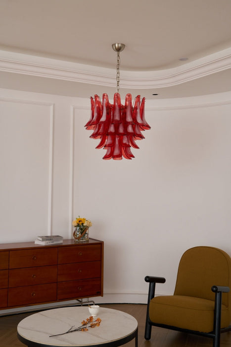 Crimson Glass Murano Petals Chandelier-DWHOME
