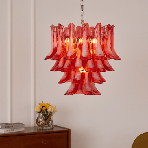 Crimson Glass Murano Petals Chandelier-DWHOME